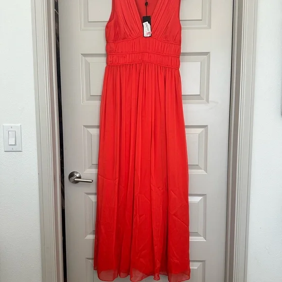 Gianni Bini | Dresses | Gianni Bini Orange Ruched Maxi Gown | Poshmark